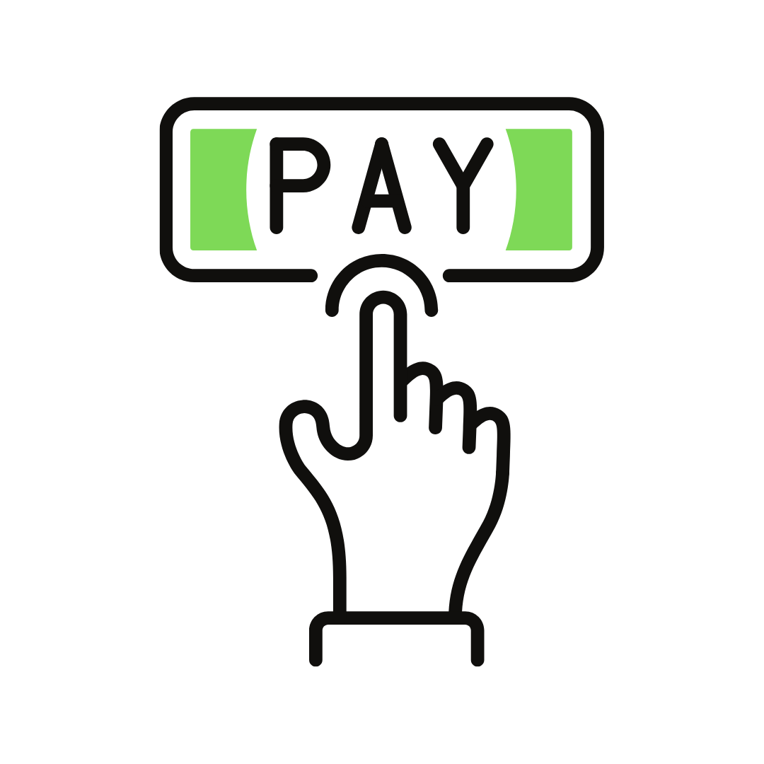 hand hitting a pay button 